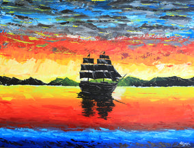 Original art for sale at UGallery.com | The Last Grand Sail by Art Clark | $600 | acrylic painting | 18' h x 24' w