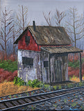 Original art for sale at UGallery.com | The Train Station by Art Clark | $375 | acrylic painting | 14' h x 11' w | thumbnail 1