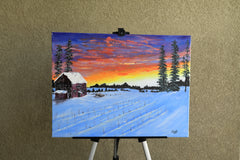 Original art for sale at UGallery.com | Winter Harvest by Art Clark | $950 | acrylic painting | 18' h x 24' w | thumbnail 3