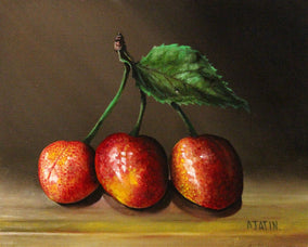 Original art for sale at UGallery.com | Sister Cherries by Art Tatin | $400 | oil painting | 8' h x 10' w