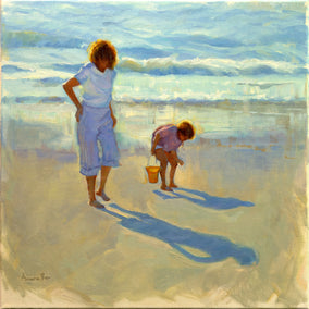 oil painting by Aruna Rao titled Beachcombers