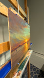 Original art for sale at UGallery.com | Harbor Glow by Aruna Rao | $725 | oil painting | 12' h x 16' w | thumbnail 2