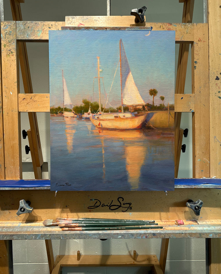 Harbor Reflections by Aruna Rao |  Context View of Artwork 