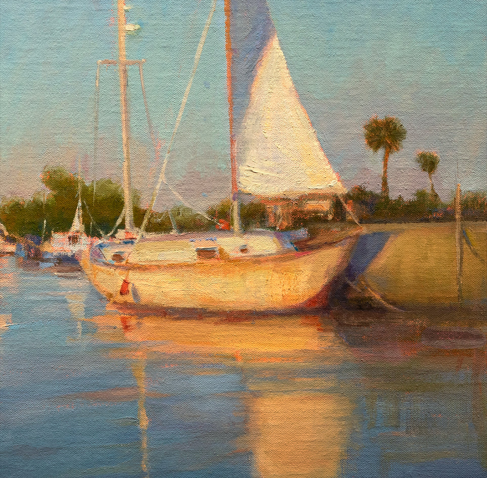 Harbor Reflections by Aruna Rao |  Closeup View of Artwork 