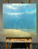 Original art for sale at UGallery.com | Salty Sea Breezes by Aruna Rao | $5,250 | oil painting | 36' h x 36' w | thumbnail 3