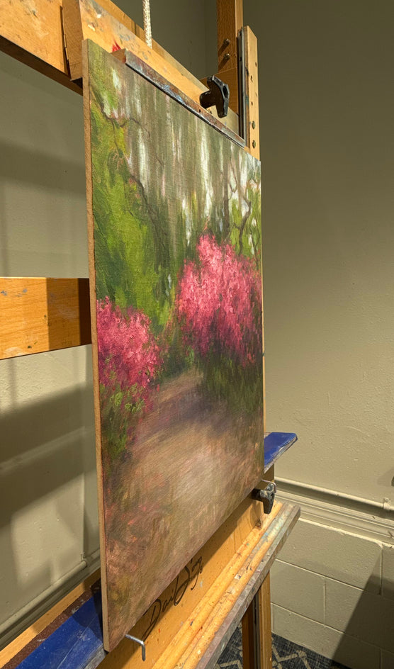 Through the Azaleas by Aruna Rao |  Side View of Artwork 