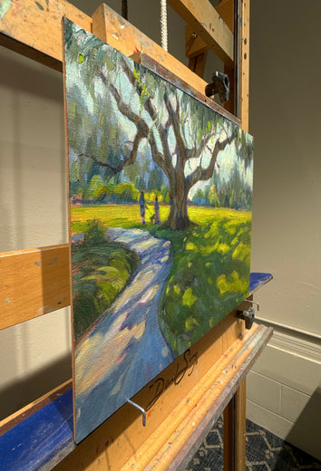 Under the Oaks by Aruna Rao |  Side View of Artwork 