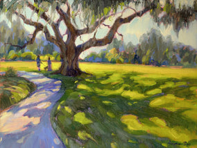 Original art for sale at UGallery.com | Under the Oaks by Aruna Rao | $1,175 | oil painting | 12' h x 16' w