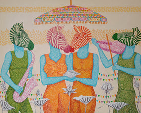 Original art for sale at UGallery.com | Companion by Arvind Kumar Dubey | $7,100 | acrylic painting | 48' h x 60' w
