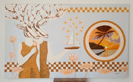 Original art for sale at UGallery.com | Long Drive by Arvind Kumar Dubey | $7,100 | acrylic painting | 36' h x 60' w | thumbnail 3