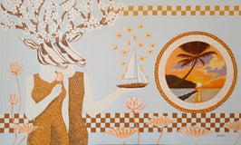 Original art for sale at UGallery.com | Long Drive by Arvind Kumar Dubey | $7,100 | acrylic painting | 36' h x 60' w | thumbnail 1