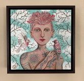 Original art for sale at UGallery.com | House Finches and Branches by Johansen Newman | $825 | acrylic painting | 11' h x 11' w | thumbnail 3