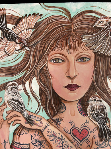 House Sparrows About by Johansen Newman |   Closeup View of Artwork 