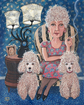 Original art for sale at UGallery.com | Mimi in the Chair, Smoking by Johansen Newman | $2,900 | acrylic painting | 21' h x 17' w
