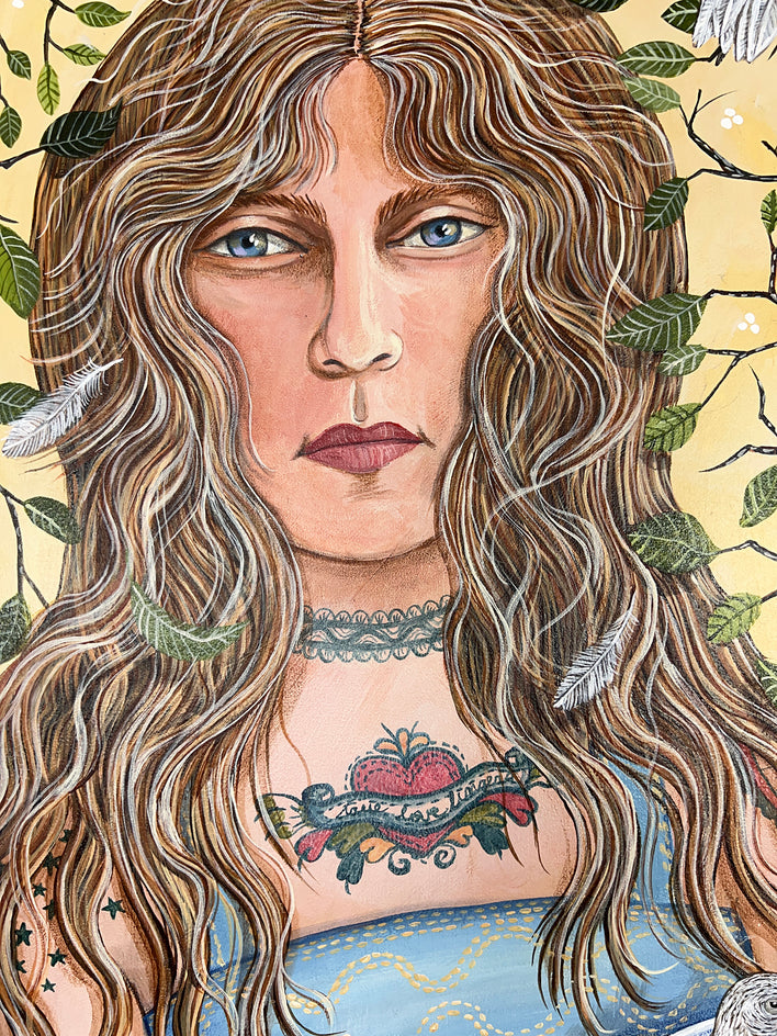 Muses Gather Like Birds on Branches by Johansen Newman |  Closeup View of Artwork 