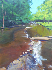 acrylic painting by Benjamin Thomas titled Light Dance on Mingo Creek