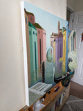 Original art for sale at UGallery.com | A View from the Platform by Benjamin Xu | $3,200 | oil painting | 30' h x 30' w | thumbnail 2