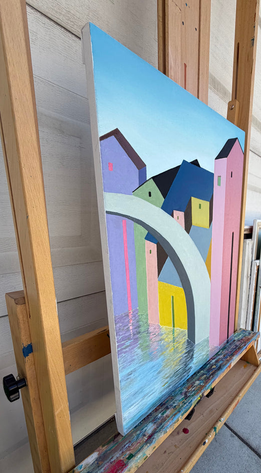 Water Town by Benjamin Xu |  Side View of Artwork 