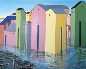 oil painting by Benjamin Xu titled Water Track