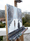 Original art for sale at UGallery.com | Rencontre au Luxembourg by Bertrand Girard | $1,500 | acrylic painting | 15' h x 18' w | thumbnail 2