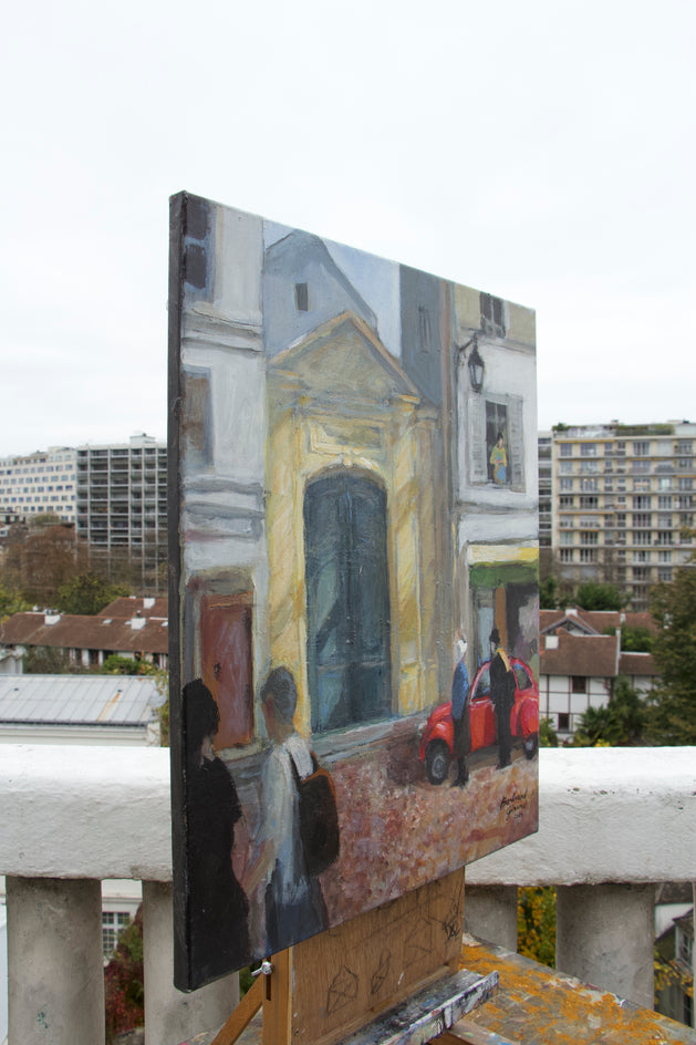 Rue Mouffetard by Bertrand Girard |  Side View of Artwork 
