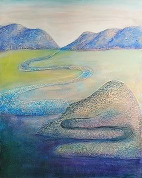 Original art for sale at UGallery.com | Follow the Bend by Brit J Oie | $750 | mixed media artwork | 20' h x 16' w