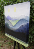 Original art for sale at UGallery.com | Moons over Mountains by Brit J Oie | $850 | mixed media artwork | 20' h x 24' w | thumbnail 2