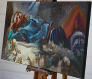 Original art for sale at UGallery.com | Afternoon Blues by C M Cooper | $2,825 | oil painting | 15' h x 30' w | thumbnail 2