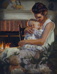 oil painting by C M Cooper titled By the Fireside
