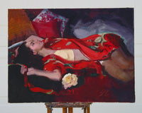 Original art for sale at UGallery.com | Scarlet by C M Cooper | $2,350 | oil painting | 18' h x 24' w | thumbnail 3