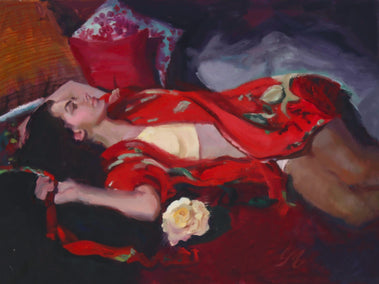 oil painting by C M Cooper titled Scarlet