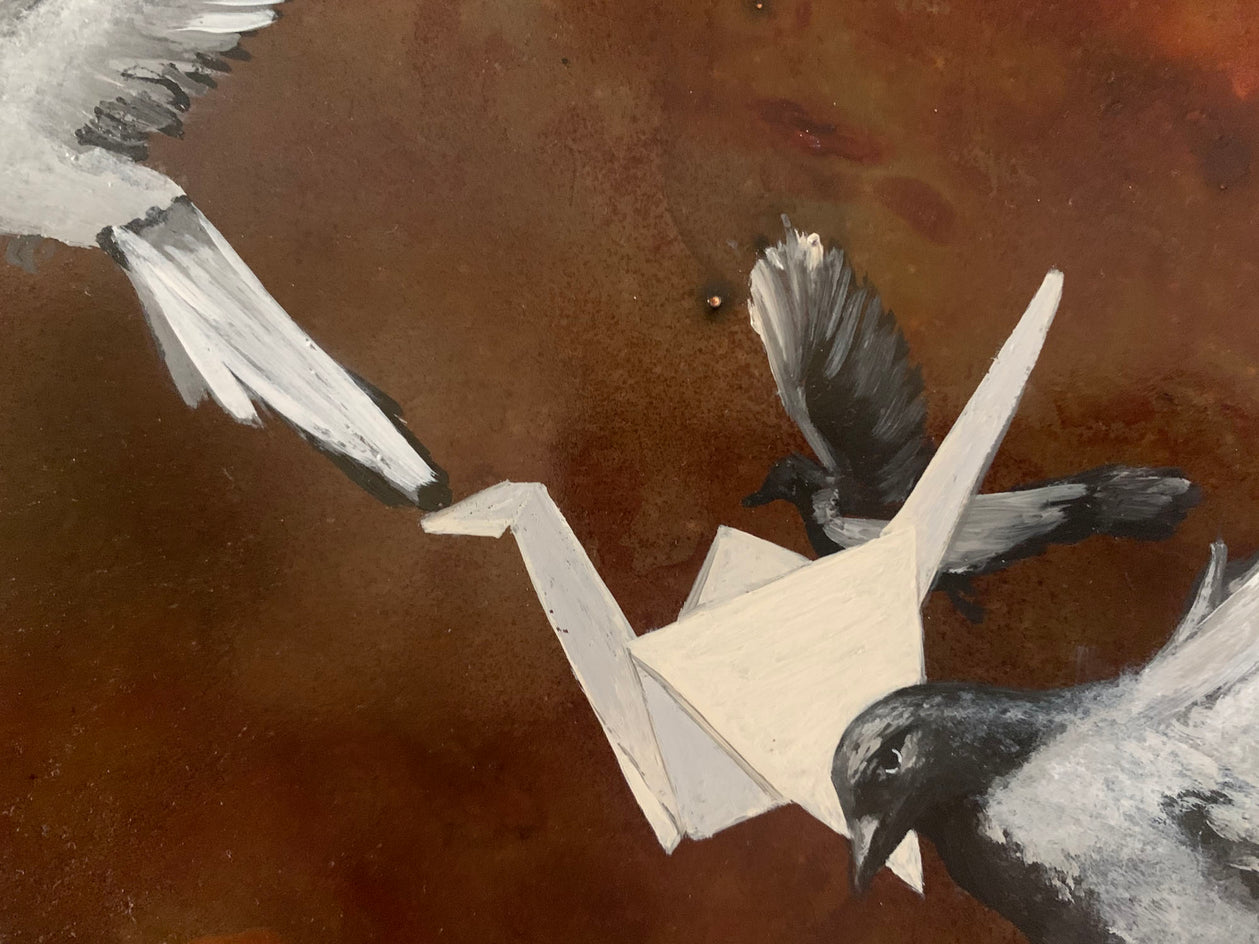 This Is Not a Flock of Birds by Candice Eisenfeld |  Closeup View of Artwork 
