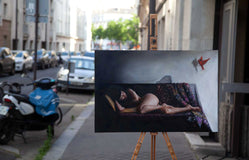 Original art for sale at UGallery.com | Woman with Cardinal by John Kelly | $2,700 | oil painting | 21' h x 32' w | thumbnail 3