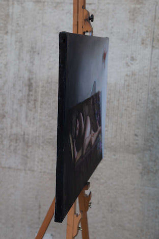 Woman with Cardinal by John Kelly |  Side View of Artwork 