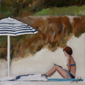 Original art for sale at UGallery.com | A Book on the Beach by Carey Parks | $650 | acrylic painting | 12' h x 12' w