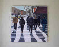 Original art for sale at UGallery.com | A Cold Day in the City by Carey Parks | $2,500 | acrylic painting | 36' h x 36' w | thumbnail 3