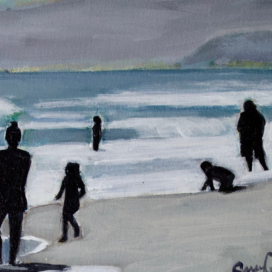 Beach Time in Santa Monica by Carey Parks |  Closeup View of Artwork 
