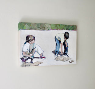 Exploring at the Beach by Carey Parks |  Side View of Artwork 