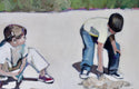 Original art for sale at UGallery.com | Exploring at the Beach by Carey Parks | $675 | acrylic painting | 12' h x 18' w | thumbnail 4