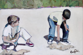 Original art for sale at UGallery.com | Exploring at the Beach by Carey Parks | $675 | acrylic painting | 12' h x 18' w