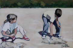 Original art for sale at UGallery.com | Exploring at the Beach by Carey Parks | $675 | acrylic painting | 12' h x 18' w | thumbnail 1