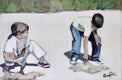Original art for sale at UGallery.com | Exploring at the Beach by Carey Parks | $675 | acrylic painting | 12' h x 18' w | thumbnail 1