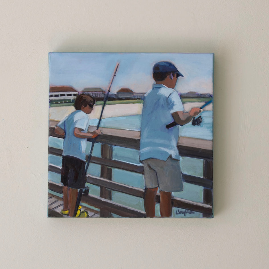 Fishing off the Pier by Carey Parks |  Context View of Artwork 