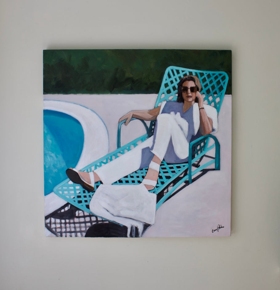 Relaxing at the Pool by Carey Parks |  Context View of Artwork 