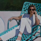 Original art for sale at UGallery.com | Relaxing at the Pool by Carey Parks | $2,500 | acrylic painting | 36' h x 36' w | thumbnail 4