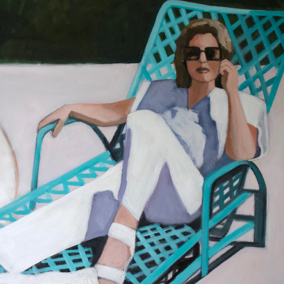 Relaxing at the Pool by Carey Parks |  Closeup View of Artwork 