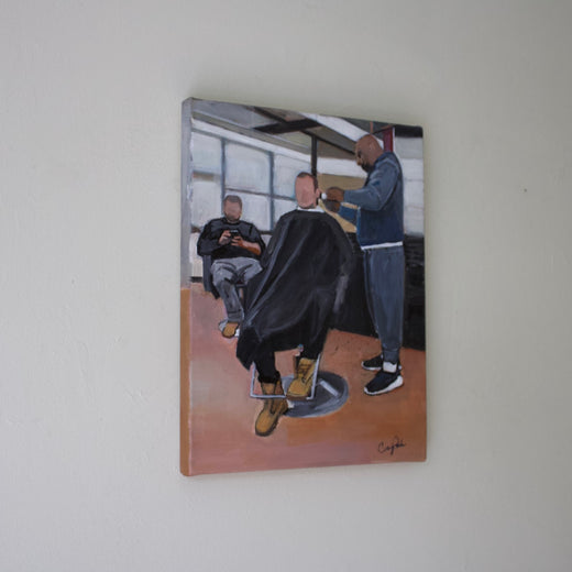 The Barbershop by Carey Parks |  Side View of Artwork 