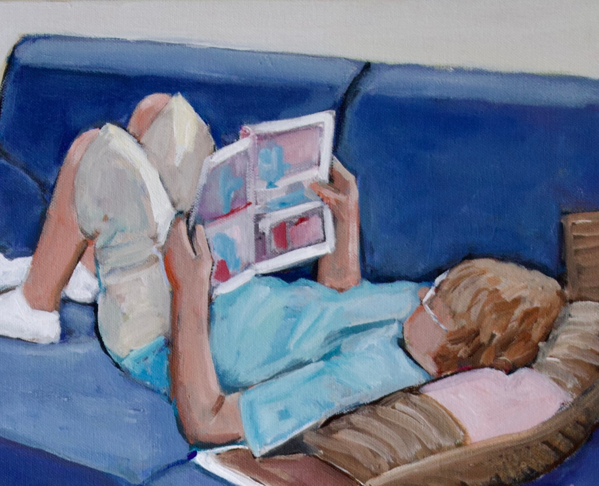 Vacation Reading by Carey Parks |  Closeup View of Artwork 
