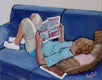 Original art for sale at UGallery.com | Vacation Reading by Carey Parks | $625 | acrylic painting | 11' h x 14' w | thumbnail 1