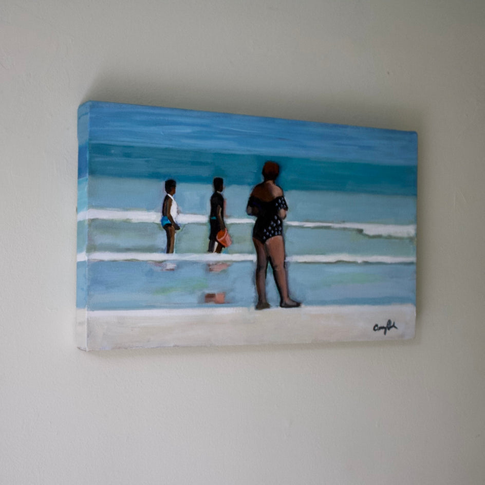 Waiting for the Waves by Carey Parks |  Side View of Artwork 